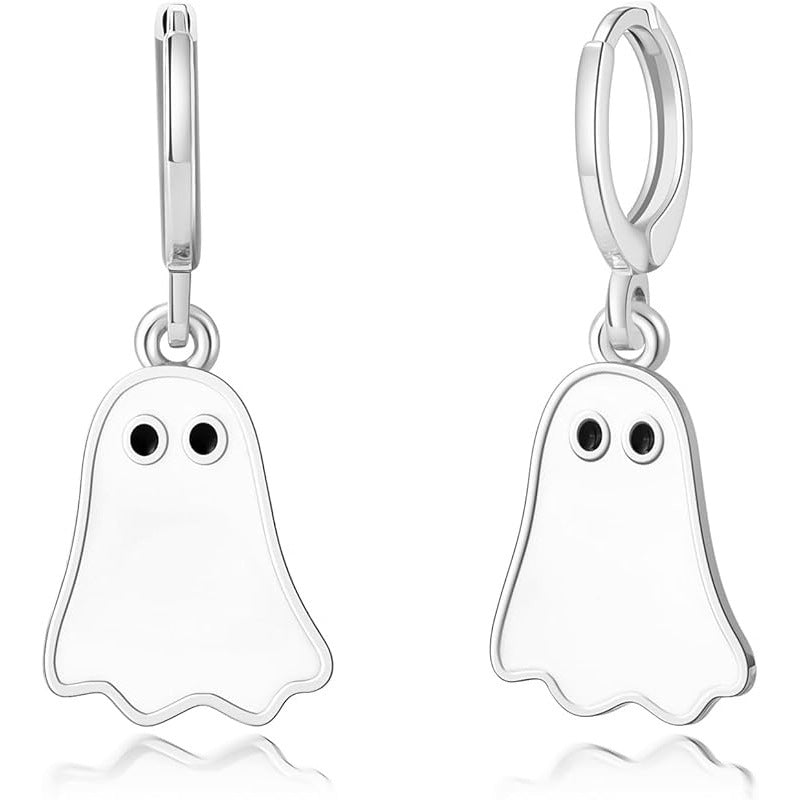 Halloween Ghost Ohrringe – Süße Huggie Hoop Ohrringe in Gold & Weiß